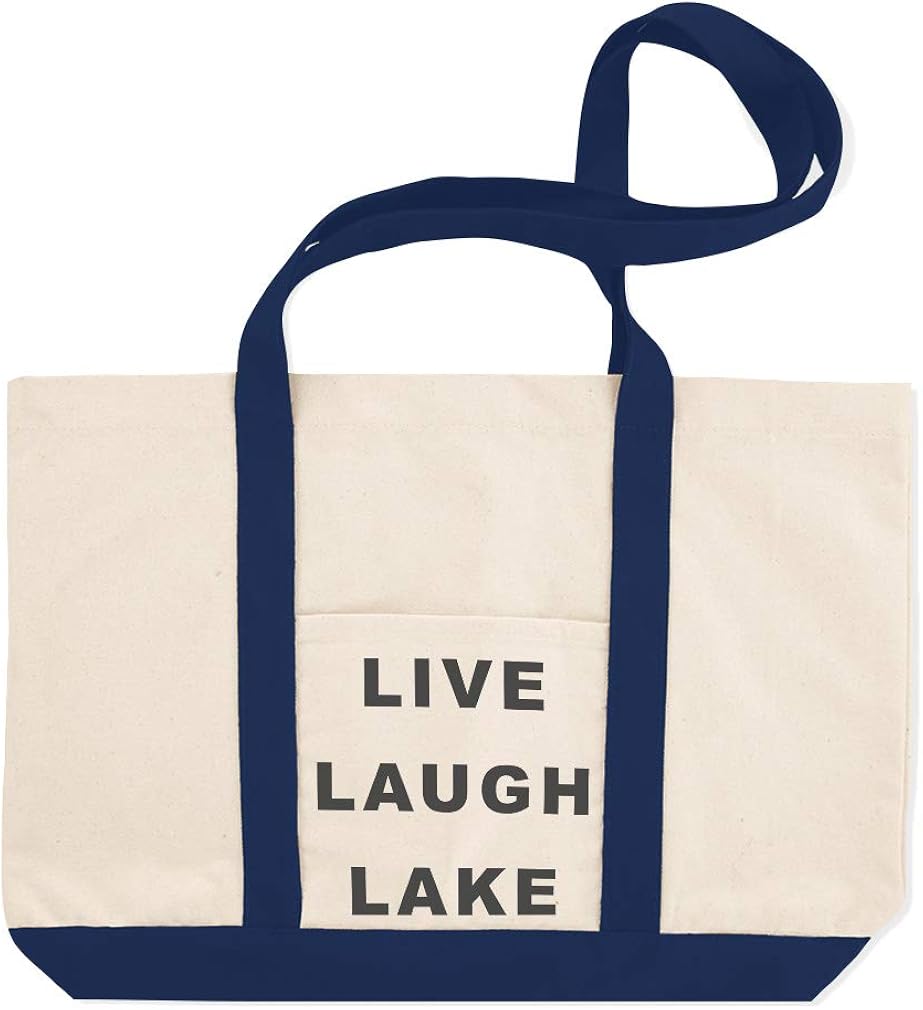 Canvas Shopping Tote Bag Live Laugh Lake Nature Lake Life Beach Bags