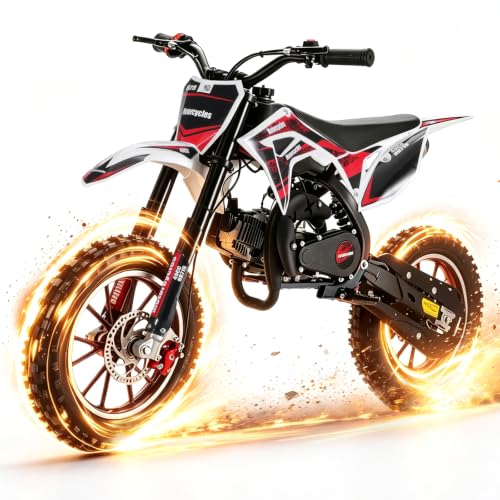 Image of 2026 New 50cc Dirt Bike for Kids 2-Stroke, Toddler Gas Powered Mini Bike with Front Rear Disc Brakes, Speeds up to 40KM /H, Gas Motorcycle for Children, Ideal Gifts for Boys Girls, Blue (Black)