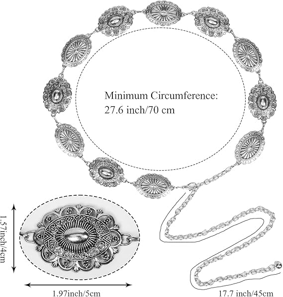 Rhinestone-Waist-Chain Belts for Women - Western-Cowgirl-Country-Waist-Belts for Wedding-Bridal Dress 27-36''Waist2