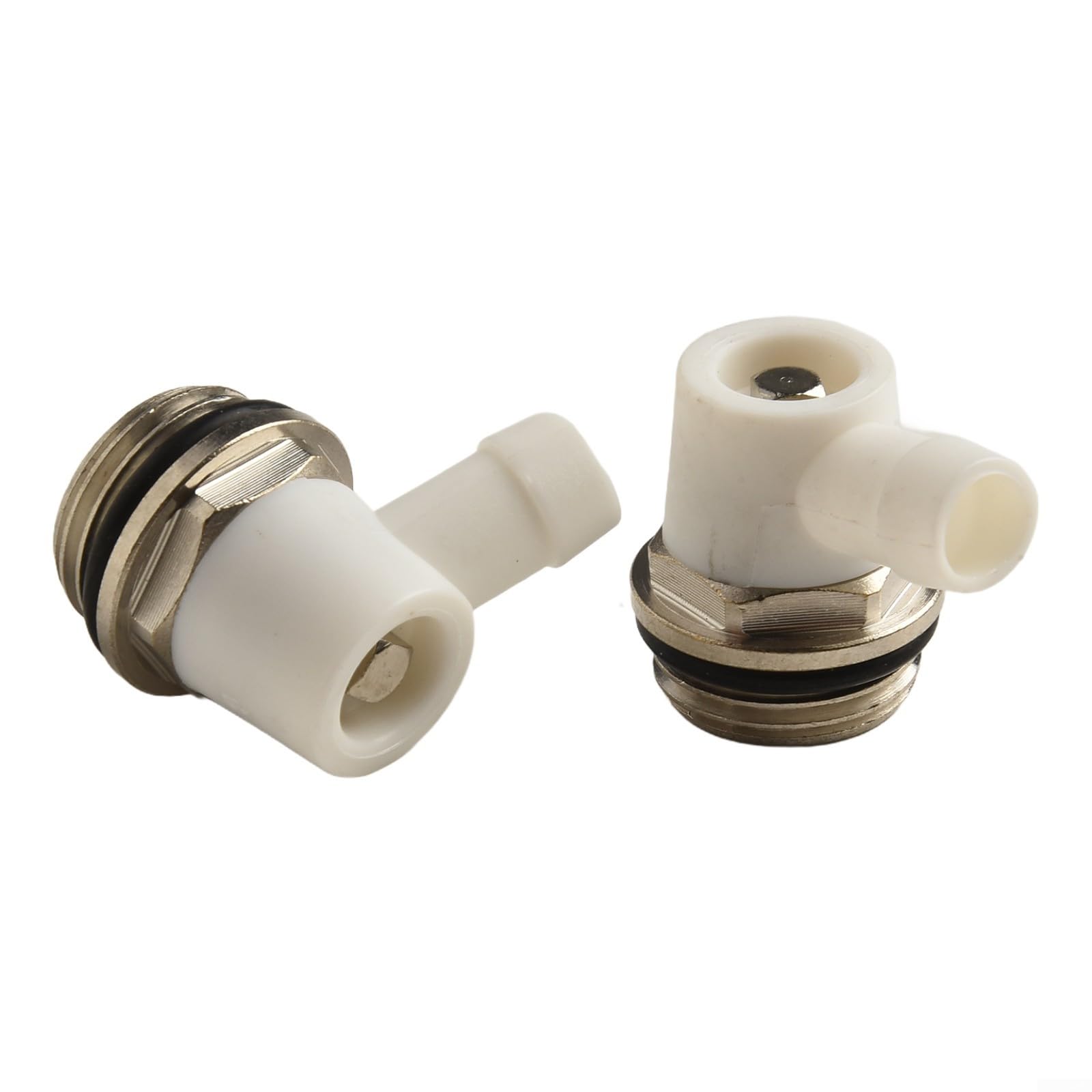 Llave for radiador, paquete de 2 válvulas purga 1/2 pulgada con salida drenaje giratoria, ventilación latón niquelado for sistemas calefacción, rosca autosellante compatible