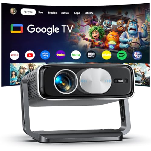 Image of [Bundled with Google TV Stick & 3000 ANSI] Smart 4K Projector with WiFi and Bluetooth, Auto Lens Cover, AI Auto Focus, Portable Outdoor Movie Projector with Built-in Apps for Home Theater Bedroom