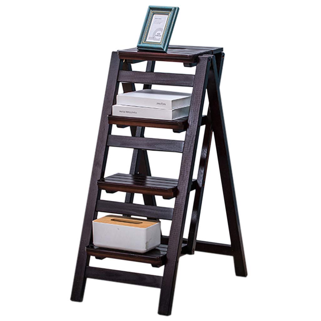 Escalera de madera de pino plegable para estantes altos de cocina