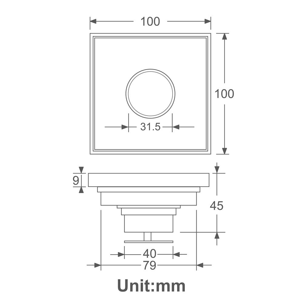 Desagües 10 * 10 cm Latón Macizo Cromo Plata Ducha Drenaje Baño Cubierta Cuadrada Anti