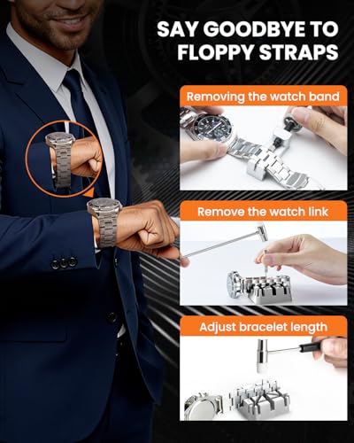 Image of 【New Upgraded】Eventronic Watch Repair Kit Professional 154PCS, Watch Link Removal Kit, Watch Battery Replacement Tool Kit & Strap Adjustment, Watch Tool Kit, Watch Band Pin Tool with Carrying Case