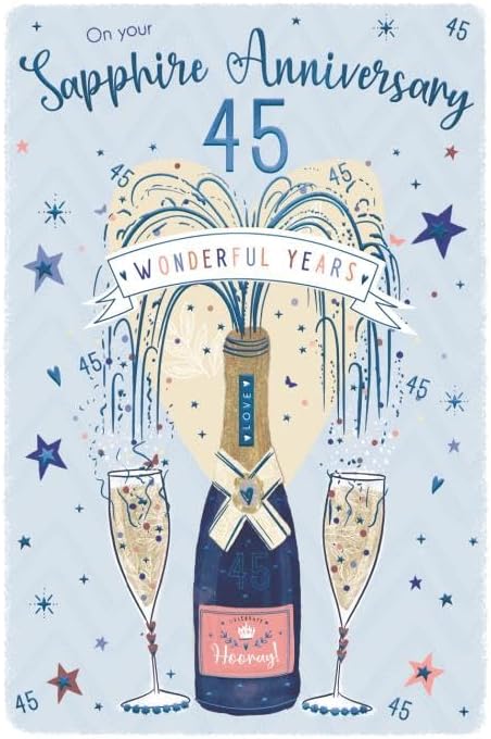 45th Milestone Sapphire Anniversary Card - 45 Years - Champagne Shower ...