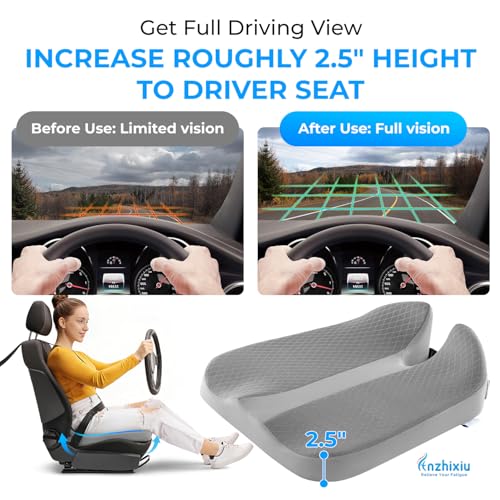 Image of anzhixiu Elevated Car Seat Cushion for Improved View- Reduces Lower Back Pressure- Gray