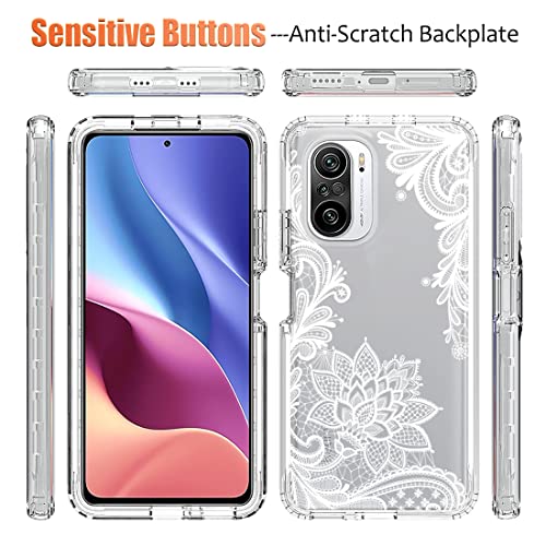 Yerebel Case For Poco F3 5G/Mi 11X 5G/Redmi K40/K40 Pro With Tempered Glass Screen Protector, Floral Design Shockproof Bumper Full Body Protective Cell Phone Cover For Xiaomi Redmi K40 (Mandala) #TOP4