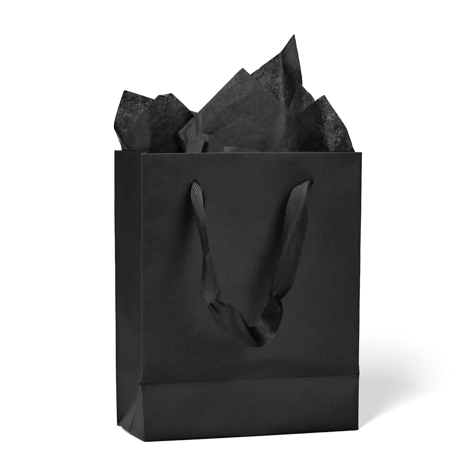 Aosric Small Black Gift Bags with Tissue Paper, 30 Pack 15x7.5x19 cm Reusable Goodie Bag for Christmas Gifts, Wedding, Baby Shower, Birthday Party Favor, Return Gifts, Shopping, and Retail Use