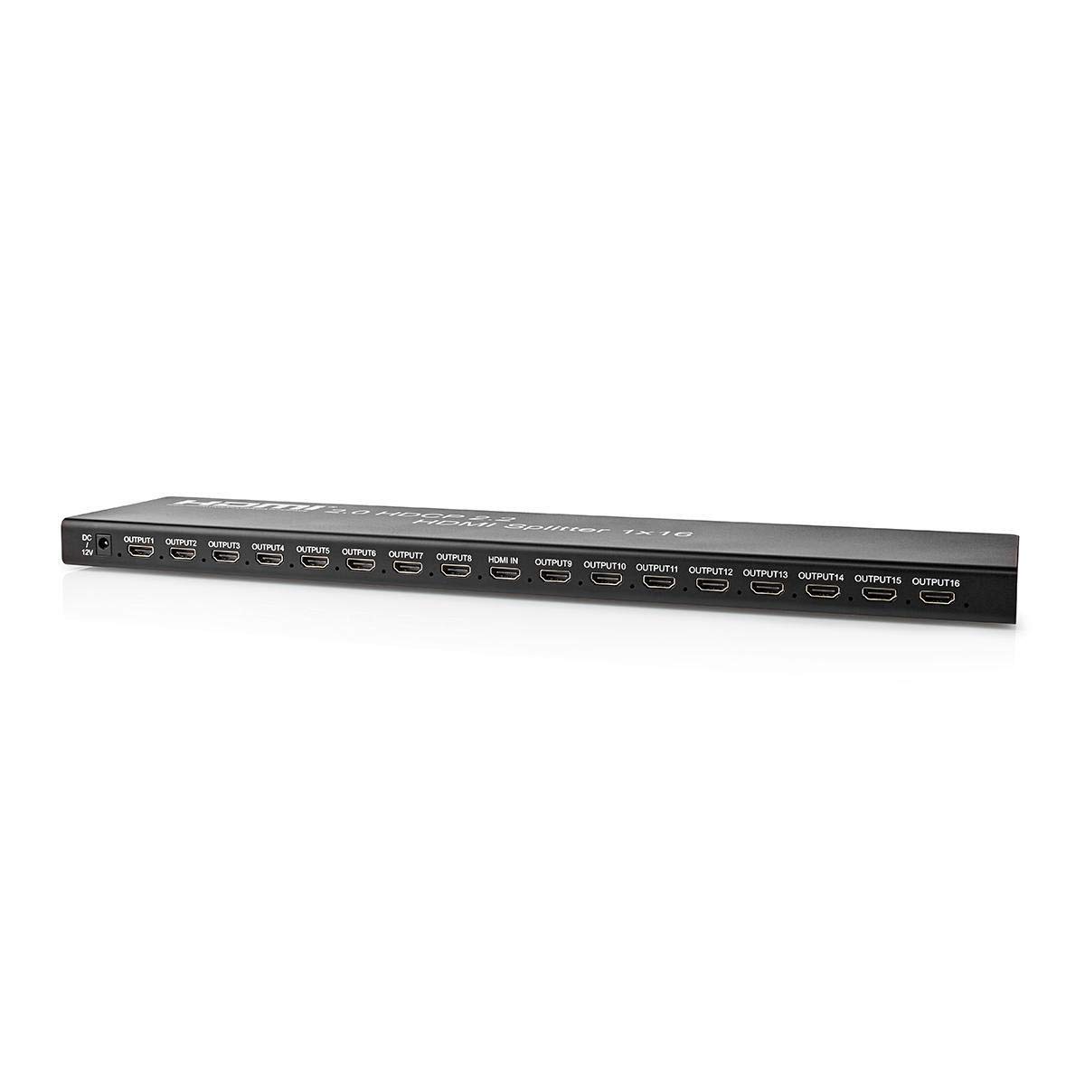 Nedis Divisor HDMI, 16 Puertos Ultra HD, 4K2K a 60Hz, 3D, soporta HDCP 2.2, amplifica la señal de Video Digital, Conecta 1 Dispositivo a 16 Pantallas Ultra HD