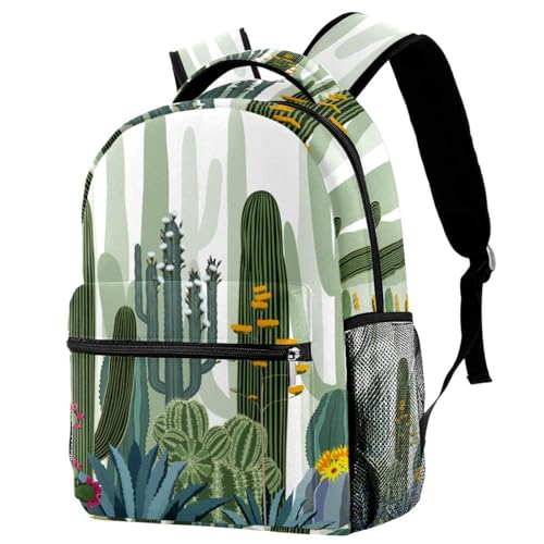 Sac à dos d'école motif cactus sauvage avec bretelles ajustables