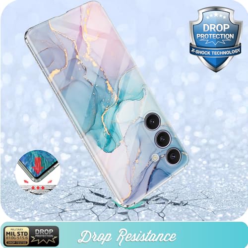 Coque Samsung Galaxy S24 FE en silicone marbre vert turquoise antichoc