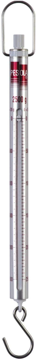 Pesola Medio-Line Spring Scale, 2,500g x 20g, w/Hook End