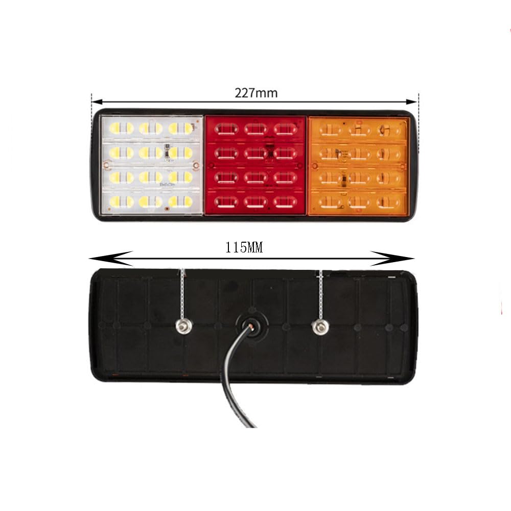 Tylne światło tylne do 60 przyczep, światło tylne do samochodów ciężarowych, 12 V, 2 sztuki, montaż lamp tylnych