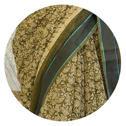 Image of MIRCHI FASHION Women Saree Cotton Blend Leaf Printed | Traditional Festive and Occasional Sari with Unstitched Blouse
