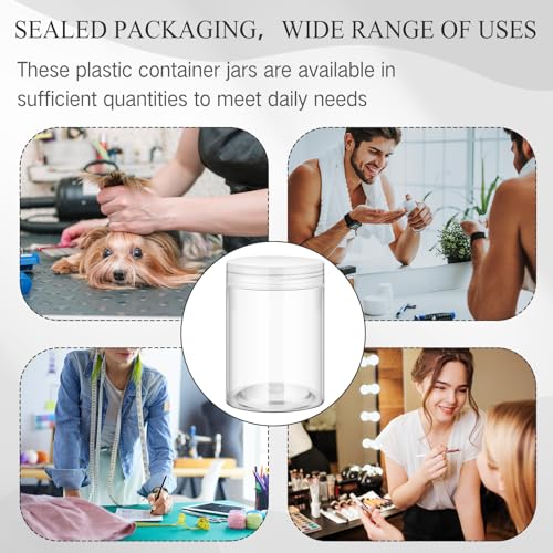 Image of Patelai 4 Pcs Plastic Jars Wide Mouth with Lids,10 Ounce,Clear | Travel Size for Creams Oils, Clear Round Storage Cosmetics Containers, Leak Proof Screw on Lids for Makeup Beauty DIY