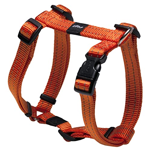 Reflective Adjustable Dog H Harness for Small to Medium Dogs; matching collar and leash available, Orange
