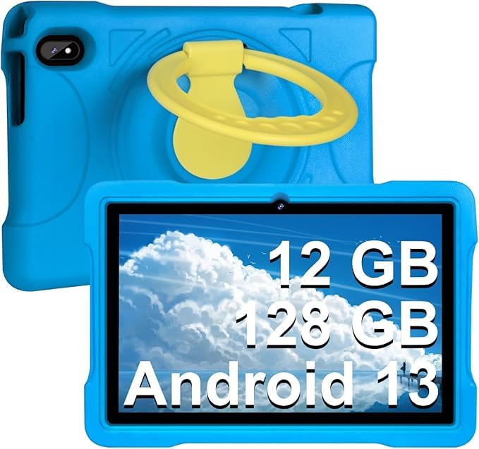 fezawio Tablette pour Enfants 10 Pouces Android 13,12 GO (6+6) RAM 128 GO ROM Extensible Jusqu'À 512 GO, Éducation des Enfants, 5G WiFi, Double Caméra, Eva...