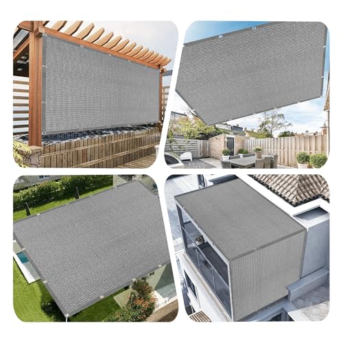 Filet d'ombrage 1.2 x 3.5 m gris clair avec oeillets pour balcon