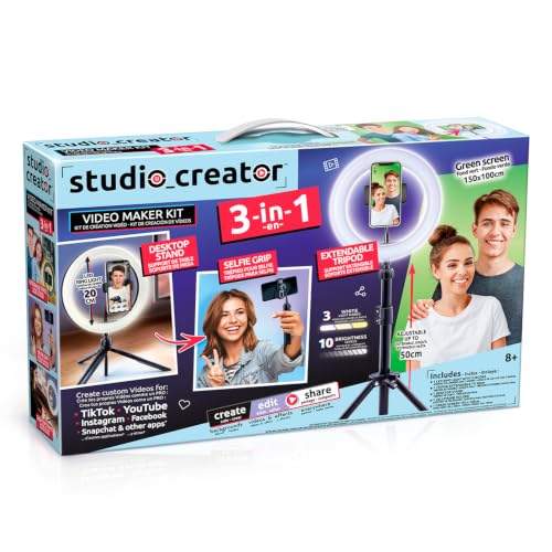 Kit de creacion de Video 3 en 1 Studio Creator tripode con luz para creadores de contenido