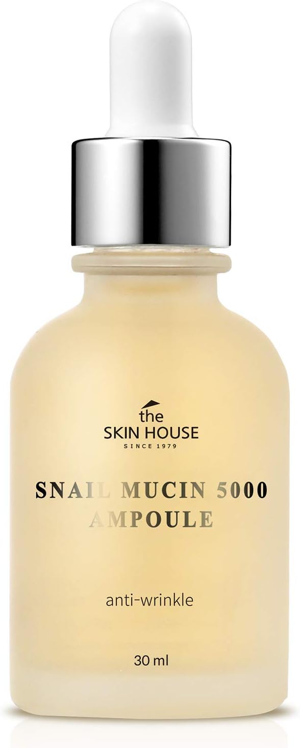 THE SKIN HOUSE since 1979 Snail Mucin 5000 Ampoule (1.01 Liquid Ounces / 30Ml) – Anti-Wrinkle, Anti-Aging, Nourish, Moisturize, Skin Elasticity Essence, Firming, Rejuvenation Ampoule