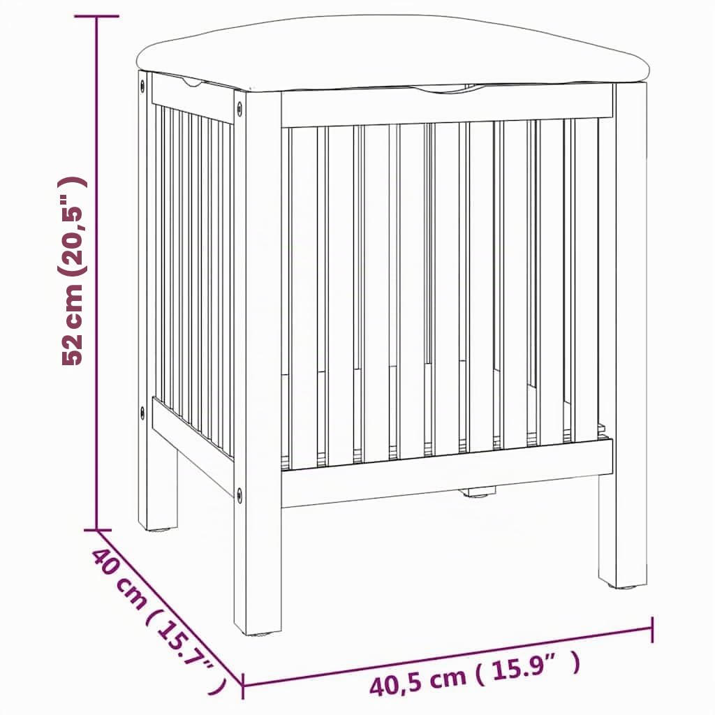 vidaXL Tabouret de Salle de Bain 40,5x40x52 cm Bois Massif de Noyer