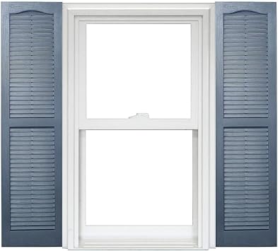 Homeside Open Louver Vinyl Shutters 1 Pair - 14-1/2 Inch x 43 Inch - 033 Blue - Premium Exterior Vinyl | Classic Slatted Design | Fade-Resistant Color-Through | Easy Installation | Made in USA