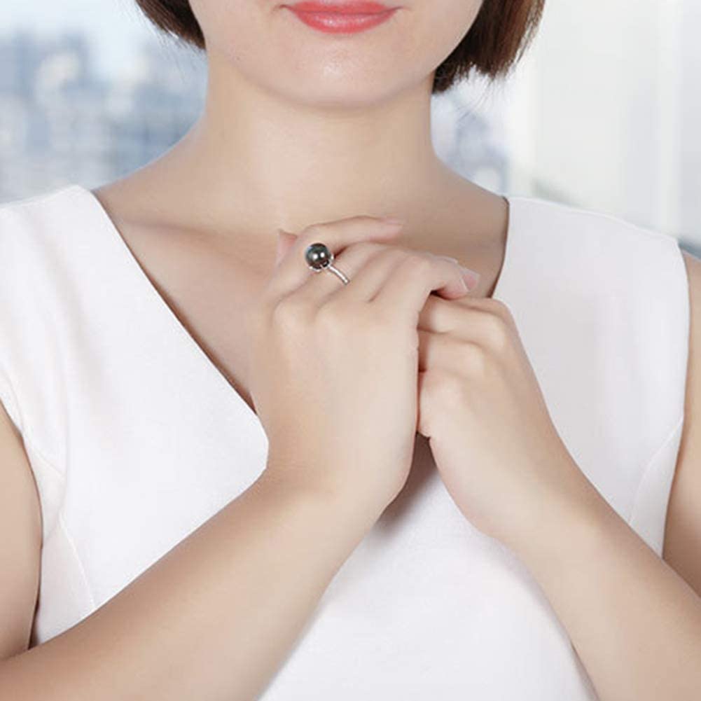 Damen-Perlenring, 925er-Sterling, natürlich, 10–11 mm, Schwarze Tahiti-Perlen, modisch, verstellbar, Schmuck, Geschenk