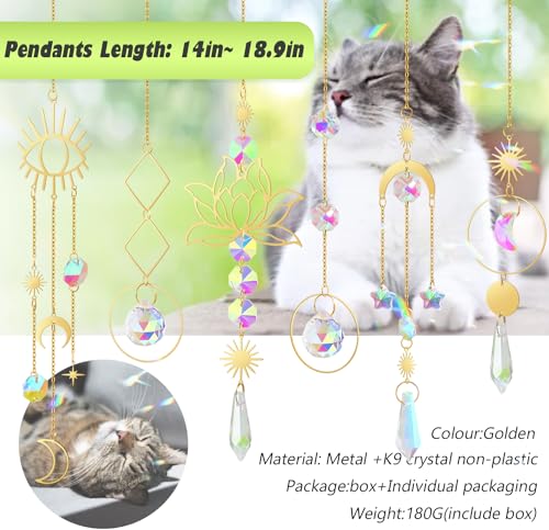 image for ilclviz Suncatcher Crystal Hanging Sun Catcher Prism with Chain Pendan