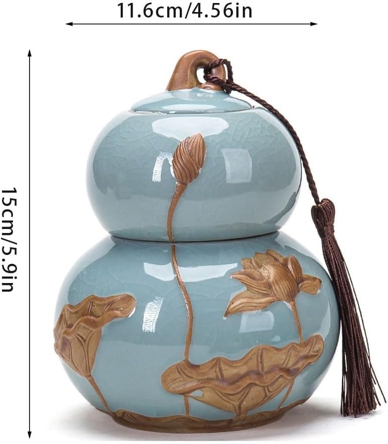SONGCHAO Sugar Jar Chinese Gourd Tea Bag jar, Ceramic Coffee Bean Storage jar, Living Room Snack Candy jar Tea Canister (Color : A)