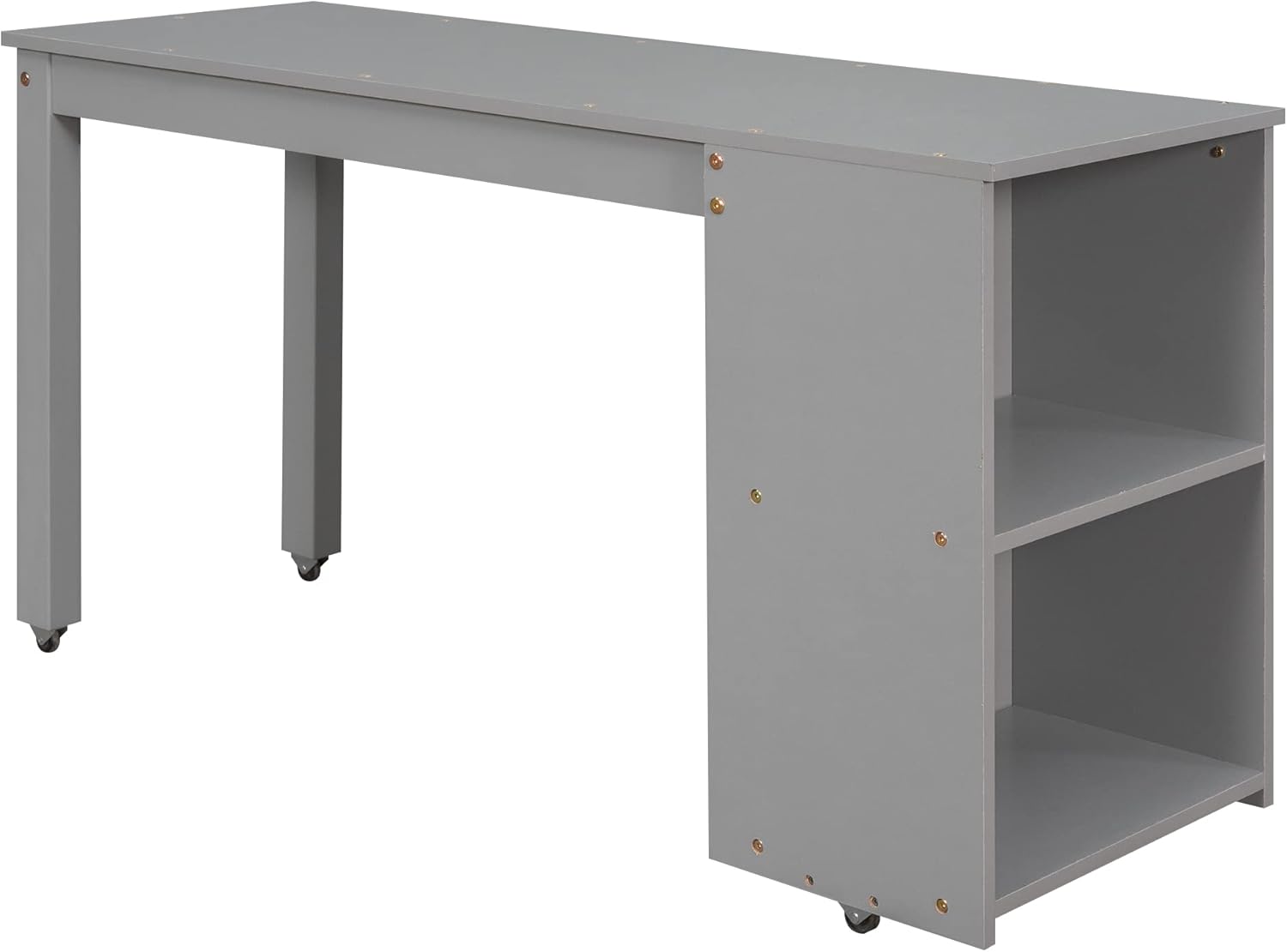 Harper & Bright Designs Kids Full Size Low Loft Bed with Rolling Desk and Storage Cabinet, Wood Loft Bed Frame with Bookshelf (Grey, Full)