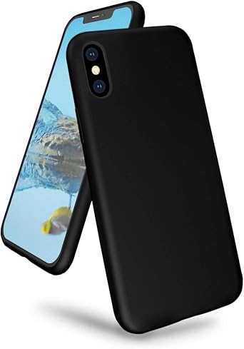 Compatible with iPhone Xs Max Case 6.5", Drop Protection Liquid Silicone Gel Rubber Full Body with Soft Microfiber Shockproof Case for iPhone Xs Max Black, iPhone Xs Max 6.5