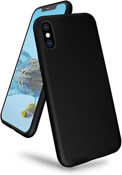 Compatible with iPhone Xs Max 6.5 Inch, Liquid Silicone Gel Rubber Cover with Soft Microfiber Cloth Lining, Ultra Slim Full Body Protection Phone Case, Black