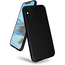 Compatible with iPhone Xs Max 6.5 Inch, Liquid Silicone Gel Rubber Cover with Soft Microfiber Cloth Lining, Ultra Slim Full Body Protection Phone Case, Black