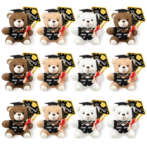 yesaior 5.5Inch Graduation Bear Plush Gift Bulk 2026 Bear Stuffed Animal with Cards Graduation Cap Class of 2026 Presents for Kindergarten Elementary College End of Year Gifts, Gentle Style (6)