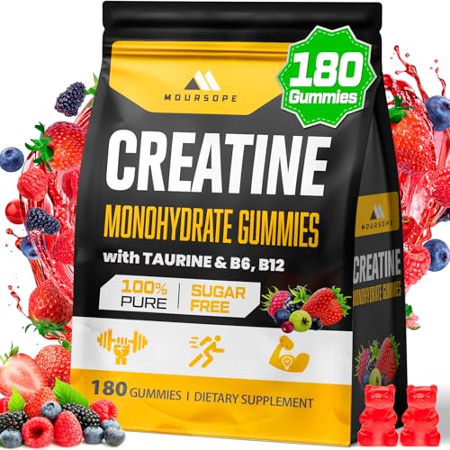 (180 Count) Creatine Monohydrate Gummies for Men & Women - Sugar Free, Creatine Pre Workout Gummies for Muscle Builder, Muscle Strength, Recovery, Endurance, Energy, Creatine for Women & Men, Vegan
