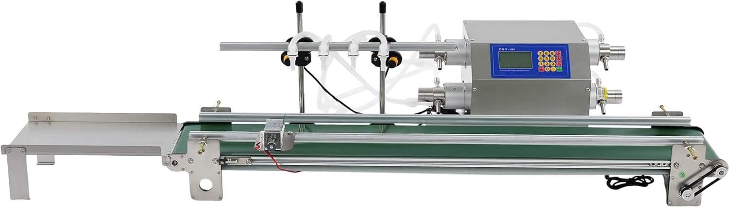 KEhtu Automatische 4-Kopf-flüssigkeitsabfüllmaschine Für Flaschen Von 0,34 Bis 16,91 Oz (10–500 Ml) Mit Membranpumpe, 150 W, Elektrischer Flaschenfüller Mit Förderband Für 4H6500