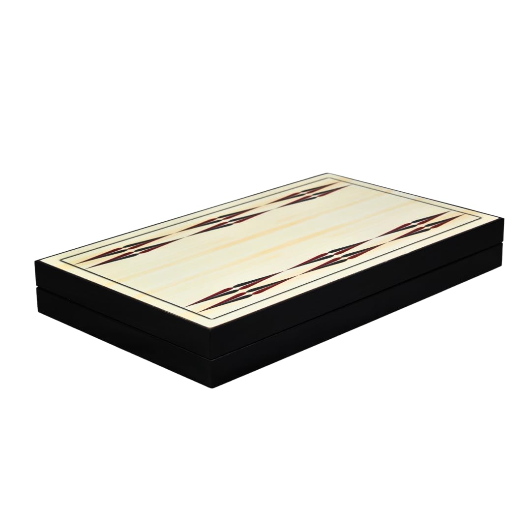 Juego de backgammon de madera de 23 pulgadas con diseño blanco