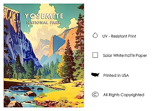 Homeartprint Yosemite National Park Poster Art Print Retro Mountain Lake Wall Art Poster Vintage Decor Nature Landscape Picture For Bedroom Office Home  thumb #6