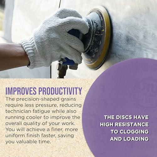 Dura-Gold Premium 800 Grit 6" PSA Purple Film Ceramic Sanding Discs, Box of 50 - Self Adhesive Stickyback Sandpaper for DA & Random Orbital Sanders - Abrasive Sand Auto Paint, Metal, Wood, Woodworking by Dura-Gold - Image 5