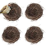 4 Stück Rattan Vogelnest - Künstliches Vogelnest - Simuliertes Vogelnest...