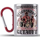 Trendation - Feuerwehr Edelstahl Tasse Karabiner Geschenke Zubehör Lustig Einsatz Geburtstag Spruch Durch Wasser Getauft (Rot)