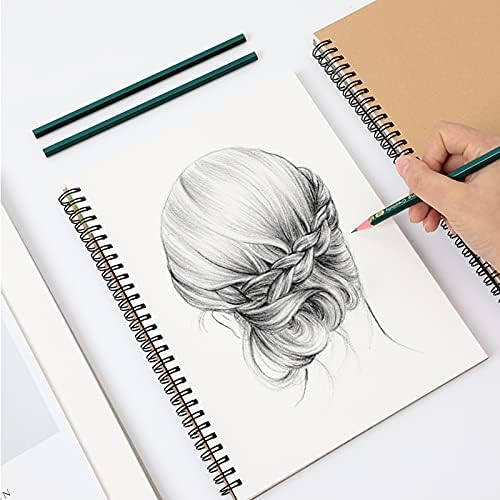 A4 Sketchbook 2pcs, 160GSM Spiral Bound Sketch Pad, 140 Pages Drawing Sketch Book, Kraft Cover Blank Paper Sketch Notebook For Artist Watercolor,Cartridge Paper For Kids Adults Landscape Painting (A4)