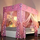  AGWa Romantisches 4 Eckpfosten- Bett-Überdachung-Moskito-Netz Cot Canopy Netting Bettwäsche, für Himmelbett Rechteckige Moskitonetz, E, 1.8 * 2.2M,F,1.5M
