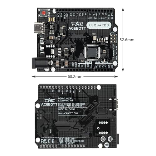 Image of Leonardo R3 Board Atmega32u4 for Arduino, Leonardo Microcontroller Development Board with Type-C USB Cable, DIY Starter Kit, Input Voltage 7-12V, 16MHZ, 20 Digital 1 /0 pins Support PWM, SRAM 2.5KB