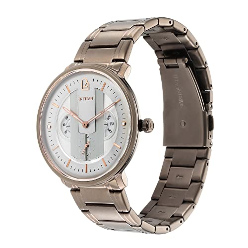 Titan Regalia Quartet Grey Dial Quartz Multifunction Stainless Steel Strap Watch for Men-1882QM01 - Image 5