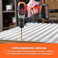 BLACK+DECKER Akku-Bohrschrauber 18 V, 37 Nm max. Drehmoment, 10 Kupplungspositionen, LED-ARBEITSLEUCHTE, 1,5 Ah Akku & Ladegerät, BCD001C1-QW – Ansicht 5