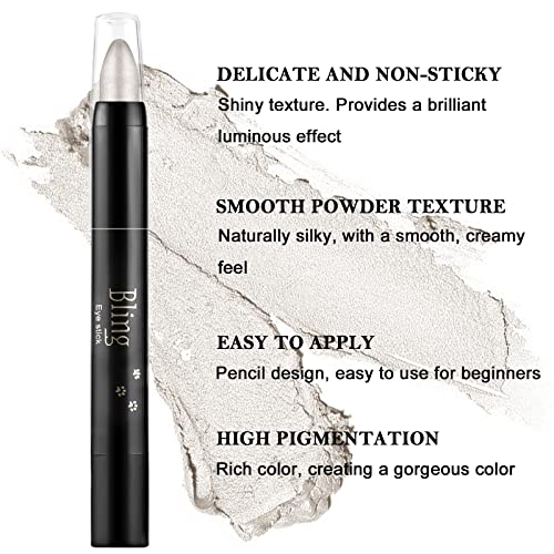 Boobeen Eyeshadow Pencil Crayon Waterproof Eyeshadow Stick Shimmer Cream Eyeshadow Pen Create Glitter Eye Makeup, Easy To Use (01#) #TOP2
