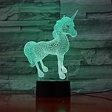 Lucsiky Lampe d'illusion de veilleuse 3D-Licorne-7 Boutons tactiles de Couleur et télécommande LED veilleuse Table de Chevet éclairage Enfants Cadeaux d'anniversaire de Noël