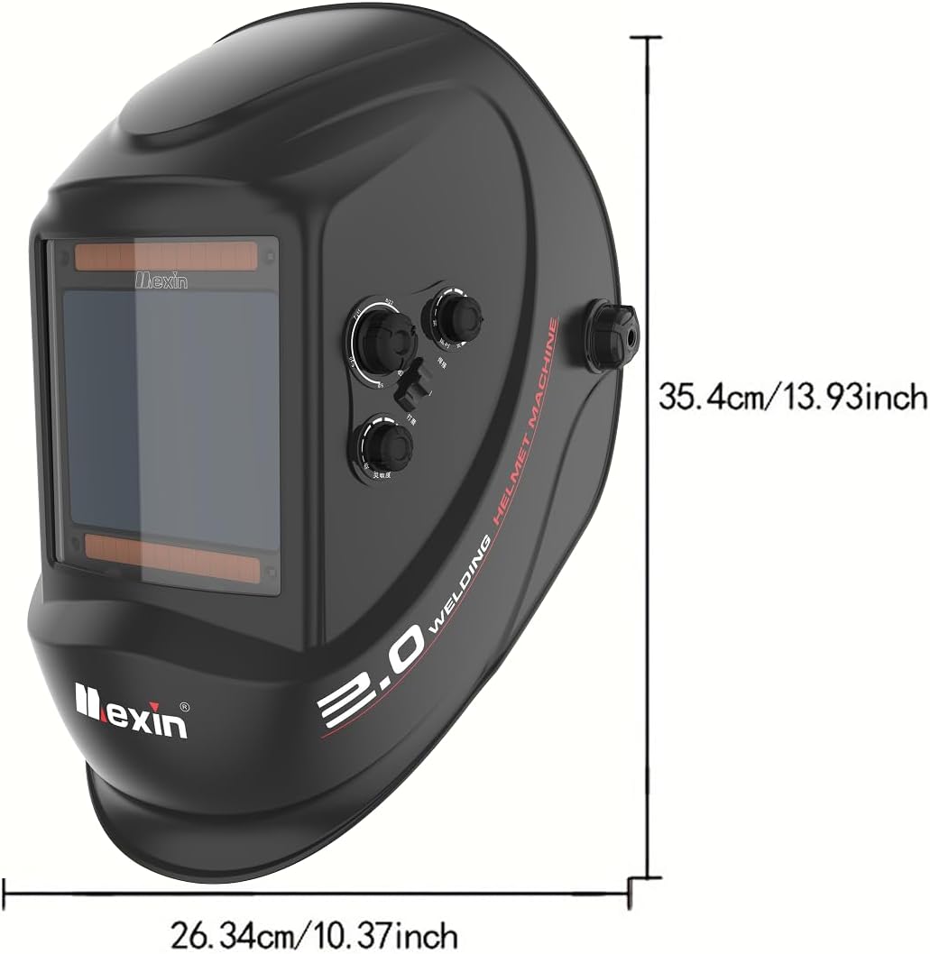 Mexin Auto Darkening Welding Helmet, True Color Welding Mask with 4 Arc Sensors, 1/1/1/1 Optical Clarity, DIN 5–9/9–13 Shade Range, Solar Powered Welding Hood for MIG TIG ARC Grinding