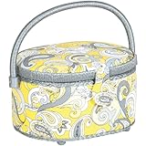 Prym Consumer USA Oval Sewing Basket, Silver and Yellow